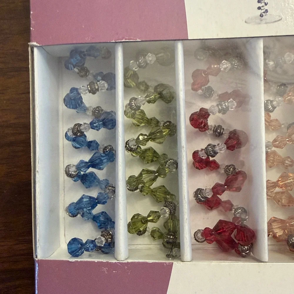 Jewel Tone Stemware Bracelets Set of Six Wine Charms